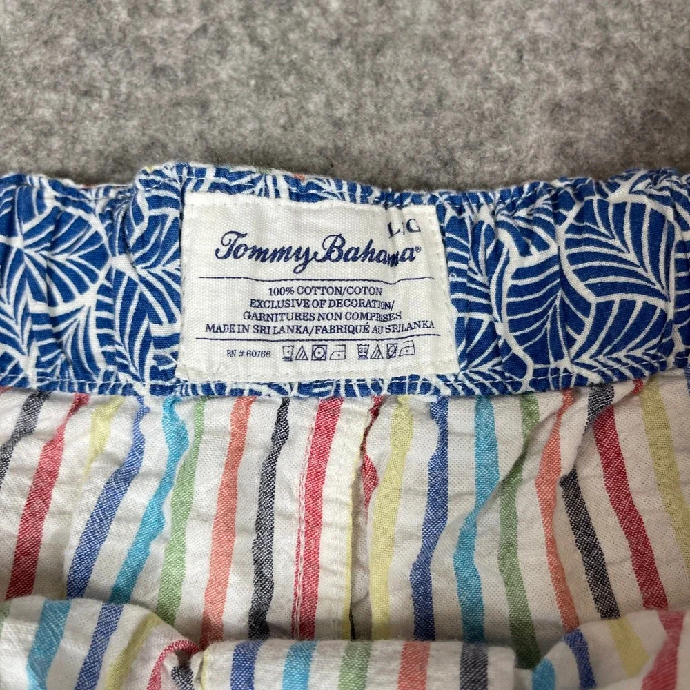 Tommy Bahama Seersucker Shorts Mens Large Multicolor Striped Cotton Drawstring